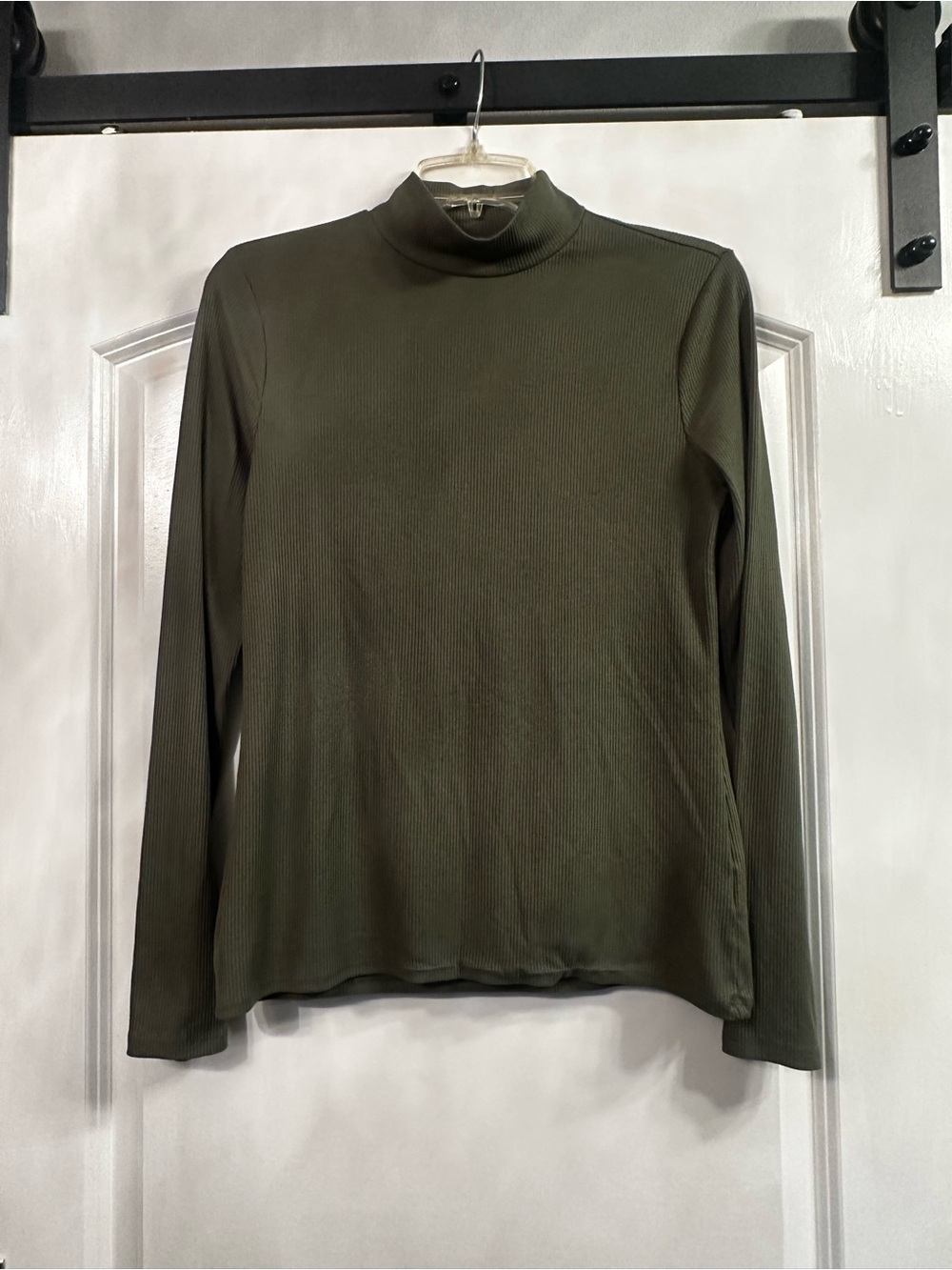 No Boundaries Olive Ribbed Mock Neck Long Sleeve Top